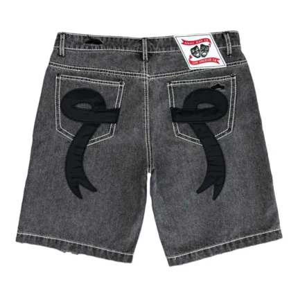 Denim Ribbon Shorts Black